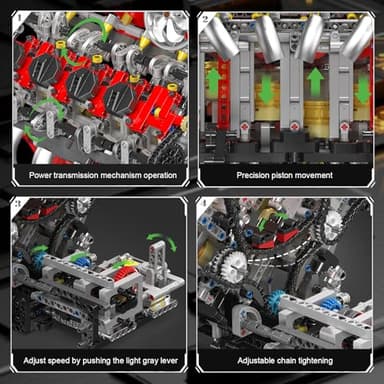 Mould King V8 Engine Building Blocks Sets, V8 Engine Model Kit That Runs, MOC Engineering Model Building Kit with Battery and Motor, 2718 PCS Building Blocks for Adults - Image 4
