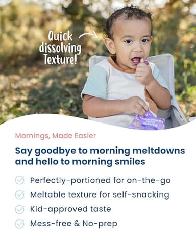 Amara Breakfast Oat Melts - Organic Toddler Snack - Single Serve Fiber-Packed Oat Bites with Real Fruit, No Added Sugar, Quick Dissolving, Strawberry - 12 Pack - Image 5
