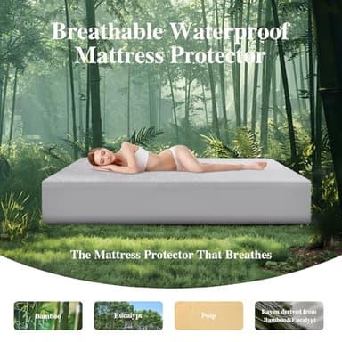 Twin Mattress Protector 2 Pack, Waterproof Mattress Pad Washable Rayon Mattress Cover Breathable Noiseless Bed Protector 3D Patterns 5" - 21'' Elastic Fitted Deep Pocket(Light Grey) - Image 7