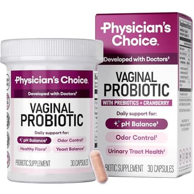 Physician's CHOICE Vaginal Probiotics for Women - pH Balance, Odor Control, Yeast Balance, Vaginal Flora, Moisture, Feminine Health - 6B CFU with Organic Prebiotics and Cranberry Extract - 30 CT - Image 1