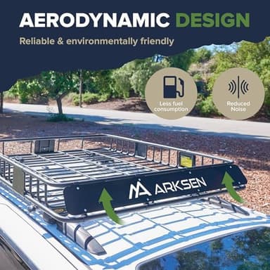ARKSEN 64 x 50 x 6 Inch Universal Extra Wide 150LB Heavy Duty Roof Rack Cargo with Extension Car Top Luggage Holder Carrier Basket for SUV, Truck, & Car Steel Construction - Image 4