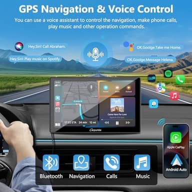 CARPURIDE W905 Portable Carplay & Android Auto, 9'' Touch Carplay Screen for Car, 4K Dash Cam,1080p Backup Camera, Car Play Navigation with Mirror Link/Siri/FM/Bluetooth/Light Sensor, for 12-24V - Image 6
