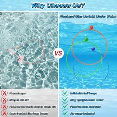 Jasonwell Pool Toys Diving Rings - 28PCS Swim Thru Rings Pool Game Diving Toys with Dive Ring Underwater Treasures Torpedo Bandits Fish Toy Fun Water Swimming Toy for Boys Girls Kids Teens Adults - Image 3