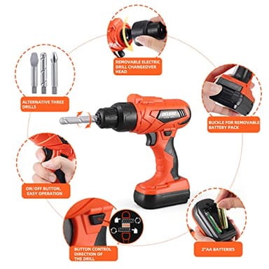 Kids Tool Set – Zealous 48 pcs Toddler Tool Set with Tool Box & Electronic Toy Drill, Pretend Play Kids Toys, Toy Construction Tools for Kids Ages 3,4,5,6,7,8 Years Old (A-Orange) - Image 2