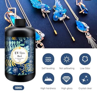 OSBANG Crystal Clear Hard UV Resin Upgraded Formula Ultraviolet Fast Curing for Jewelry Making Craft Decoration, Hard Transparent Glue Solar Cure Sunlight Activated Resin (500g) - Image 4