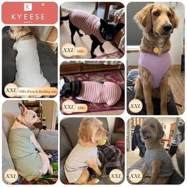 KYEESE 2Pack Waffle Dog Shirts Stretchy T-Shirts Lightweight Tank Top Sleeveless Striped Vest Breathable Pet Tee, XX-Large, Pink+Striped - Image 4