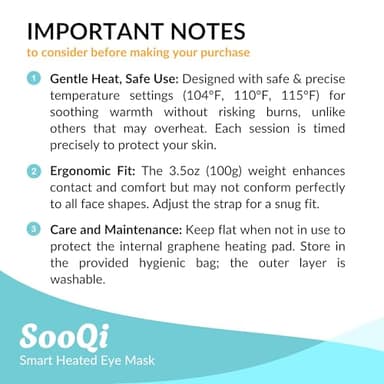 SooQi Rechargeable Cordless Heated Eye Mask - Weighted Compress with Graphene Heating for Dry Eyes, Fatigue, Sleep, and Travel - Image 2