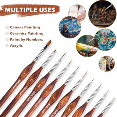 Golden Maple Miniature Model Paint Brushes-10pcs Micro Detail Paint Brush Set,Small Fine Detail Brushes for Acrylic, Oil, Watercolor & Paint by Number,Figurine - Image 4