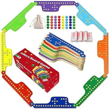 Medikaison Colorful Jokers and Marbles Board Game Pegs and Jokers Card Game for 2-8 Players 8 Solid Wood Game Boards 8 Colors 40 Marbles 4 Decks of Cards Cards Full Size Game Set… - Image 1