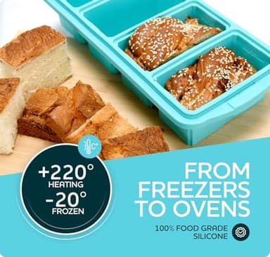 XOMOO Silicone Freezer Tray With Lid - Soup Freezer Container molds - Large Ice Cube Tray- makes 8 perfect 1 cup portions cubes, 2-Pack Freezer Storage Food Soups & Meal Prep - Oven & Dishwasher -Safe - Image 8