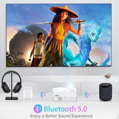 Full HD WiFi Bluetooth Projector Built in DVD Player, 12000LM 1080P Supported, Portable Mini DVD Projector for Outdoor Movies, 250" Home Theater, Compatible with iOS/Android/TV Stick/PS4/HDMI/USB/TF - Image 4