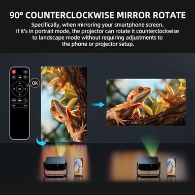 [360°Adjustable Stand] Mini Projector with WiFi and Bluetooth: Electric Focus & Auto Keystone 1080P 500 ANSI Bluetooth Projector, ONOAYO AY3 Portable Movie Phone Projector for Home Upgrade Black - Image 6
