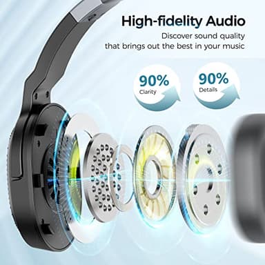 COSMUSIS Trucker Bluetooth Headset, Wireless Headsets with Noise Cancelling Microphone, 50+Hrs HD Talktime Bluetooth Headphones with Detachable Earpad/Single+Dual Mode for Office/Driving/Home - Image 4