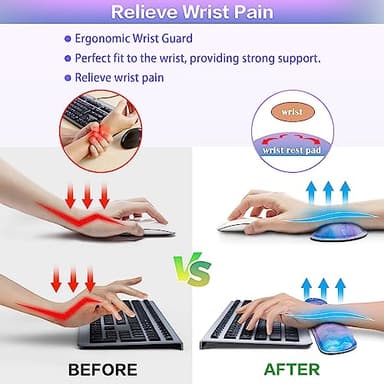 4-in-1 Mouse Pad with Wrist Rest Set Purple,35.4×15.7in Large Gaming Mouse Pad+Keyboard Wrist Rest+Wrist Mousepad+Cup Pad,Ergonomic Mouse Pads,Anti-Slip,Waterproof Keyboard Pad for Home Office - Image 3
