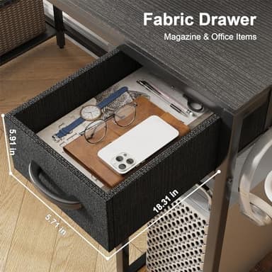 Eivanet 47 inch Gaming Desk with Power Outlet & LED Light, Reversible L Shaped Desk, L Shaped Desk with Hook & Monitor Stand, Computer Desk with Drawer and Shelves for Home Office Bedroom - Image 6