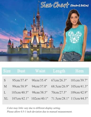 Magical Tanks Tops for Women Magic Kingdom Castle Shirt Castle Fairy Graphic Tee Girls Trip Summer Vacation Sleeveless Tops-XL (Mint Green) - Image 6