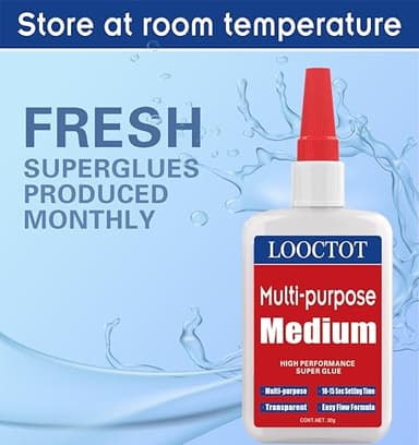 LOOCTOT 60g(2.12 oz) Medium CA Glue Premium Adhesive. All Purpose,Quick Drying Super Glue, for Wood, Metal, Model Kit, Home Repair, DIY.Quick-Dry Waterproof Clear - Image 6
