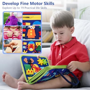 Vlllik Busy Board for 1 2 3 4 5 6 Year Old Toddler, Montessori Toys Preschool Educational Activities for Learning Fine Motor Skills,Busy Book for Plane Car Travel, Birthday Gift for Boys Girls - Image 4