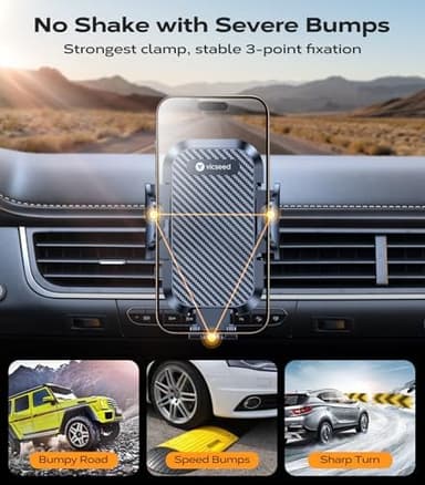 VICSEED 2025 Upgrade Ultra Stable Car Phone Holder Mount [Never Fall Off & Won't Break] Universal Air Vent Phone Mount for Car Easy Clamp Phone Holders for Your Car for iPhone 17 Pro Max 16 15 14 13 - Image 4