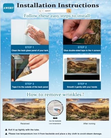 AWERT 24x12 inches Aquarium Background Seagrass Aquarium Background Aquatic Plant River Bed & Lake Fish Tank Background Vinyl Background - Image 6