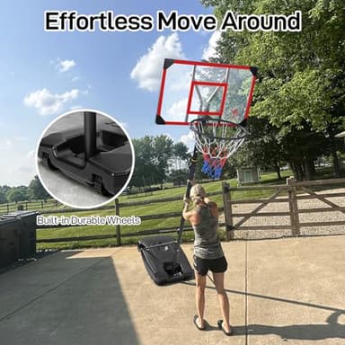 Yohood Kids Basketball Hoop Outdoor 4.82-8.53ft Adjustable, Portable Basketball Hoops & Goals for Kids/Teenagers/Youth in Backyard/Driveway/Indoor, with Enlarged Base and PC Backboard - Image 6