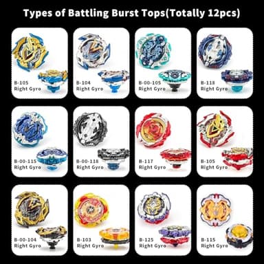 AIBREAY Battling Top Burst Gyro Toy Set 12 Spinning Tops 3 Launchers 1 Grip Toy Combat Battling Game with Portable Storage Box Gift for Kids Children Boy and Girl Ages 6+… - Image 5
