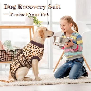 Kuoser Dog Recovery Suit Female, Soft Puppy Surgery Suit, Dog Recovery Suit After Surgery, Post-Op Onesie for Female & Male Dogs, Soft Protective Wear, BrownLeopard S - Image 7