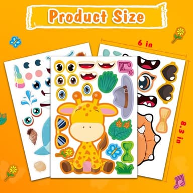 Aowplc 48 Sheets Make-a-Face Animal Stickers Mix and Match for Kids Party Favors Supplies Activities Crafts - Image 3