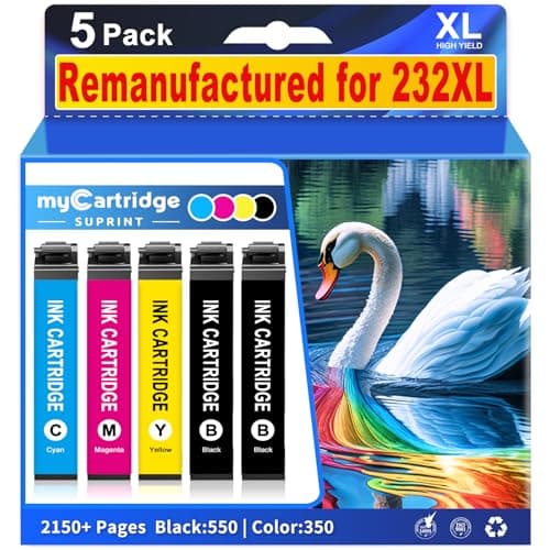 Remanufactured for 232XL Ink Cartridges Combo Pack (5Pack) Latest Upgrade Replacement for 232 XL Ink Cartridge for XP-4200 WF-2930 XP-4205 WF-2950 Printer (2*Black/Cyan/Magenta/Yellow) - Image 1
