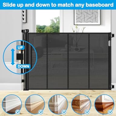 Reinforced 42" Tall X 80" Wide Retractable Dog Gate for Hallway Extra Tall Baby Gates for Dogs Indoor High Reinforced Bar Retractable Baby Gates for Doorways Extra Wide Pet Gate Outdoor, Black - Image 8