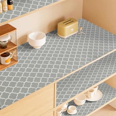 COAVAS Shelf Liner for Cabinets & Drawers Non Slip, No Adhesive Drawer Liners for Dresser, Kitchen, Shelves, Thick Shelf Paper Waterproof, Cut-to-Size (Gray, 12IN x 10FT) - Image 9