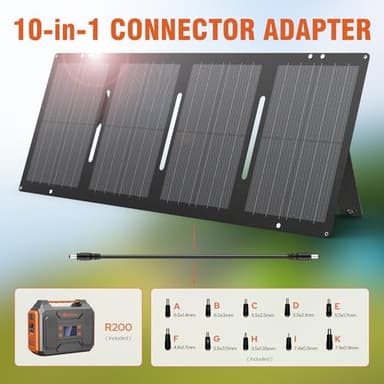 Portable Solar Generator, 300W Portable Power Station with Foldable 60W Solar Panel, 110V Pure Sine Wave 280Wh Lithium Battery Pack with USB DC AC Outlet for Home Use RV Van Outdoor Camping-Orange - Image 7