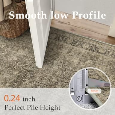 WondRg 2x6 Washable Brown Runner Rug Vintage Hallway Kitchen Carpet Non-Slip Soft Low Pile Distressed Throw Rug for Bedroom Bathroom Laundry Living Room - Image 5