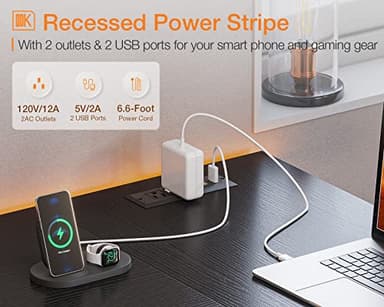 ODK 55 Inch Small L Shaped Computer Desk with Power Outlets, Corner Desk with PC Stand & Reversible Storage Shelves for Small Space Home Office Workstation, Modern Simple Writing Study Table, Black - Image 6