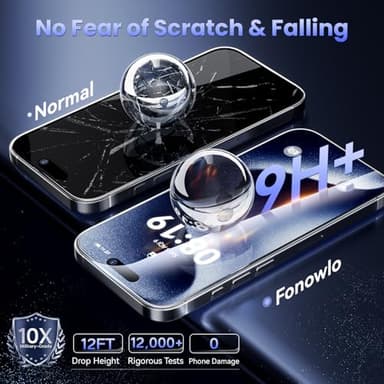 Fonowlo 3 Pack Screen Protector for iPhone17 Pro【6.3 inch】, iPhone 17pro Screen Protector with 1-Second Auto-Install,9H Hardness, Military-Grade Shatterproof, Full Coverage, HD Clear Glass film,Case Friendly - Image 3