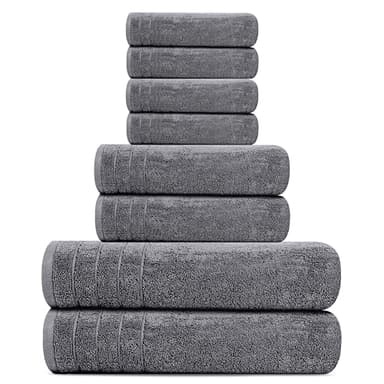 Tens Towels Pack of 8 Towels Set, 2 Extra Large Bath, 2 Hand, 4 Washcloths, 100% Cotton, Lighter Weight, Quicker to Dry, Super Absorbent, Perfect for Bathroom, Dark Grey - Image 5