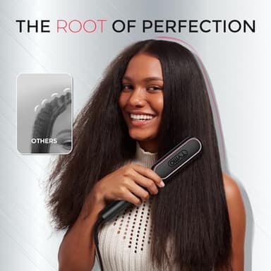 TYMO Flat Iron Hair Straightener Brush 2 in 1, 200M Ions Hair Straighteners for Women, Ceramic Dual Voltage Straightening Hot Comb for Anti-Frizz Straights, Waves, Curls, 3X Less Heat Damage, Black - Image 9
