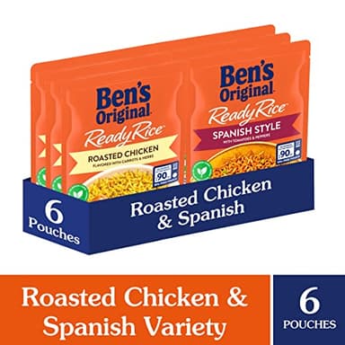 BEN'S ORIGINAL Ready Rice Roasted Chicken and Spanish Style Flavored Rice Variety Pack, Easy Dinner Sides, 8.8 OZ Pouch (Pack of 6) - Image 2