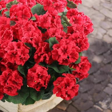 Hananona 6 Pcs Artificial Geranium Flowers for Outdoors Geranium Silk Red Flower Outdoor UV Resistant Garden Plants Faux Flowers for Christmas Home Kitchen Table Centerpieces Decor (6, Red) - Image 7