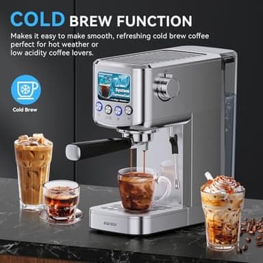 SOWTECH Espresso Machine 20 Bar, Compact Espresso Maker with Milk Frother, Stainless Steel Coffee Machine with 42 oz Water Tank for Cappuccino, Latte&Cold Brew, Home&Office, Silver - Image 5