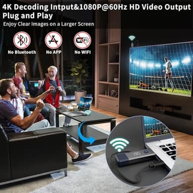 Wireless HDMI Transmitter and Receiver 165ft/50m Extender 4K Decode Input 1080P Output Plug&Play Low-Latency Dual-Band 2.4G/5.8G for Video and Audio to Monitor from PC/Projector/TV Box - Image 3
