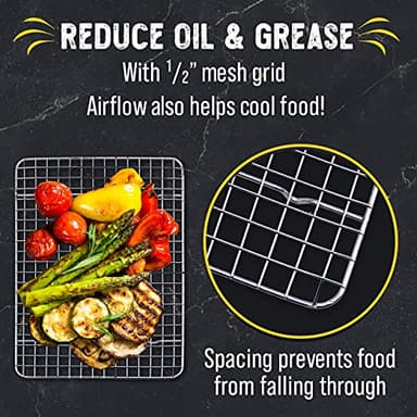 Checkered Chef Cooling Rack for Cooking and Baking - 11 ¾" x 17 Set of 2 Stainless Steel, Oven Safe Grid Wire Cookie Cooling Racks - Image 7