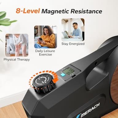 Under Desk Bike Pedal Exerciser, Quiet Magnetic Mini Exercise Bike with MERACH App for Arm, Leg Recovery, Physical Therapy, Smooth Foot Desk Cycle with 2 Resistance Bands & Non-Slip Mat - Image 3