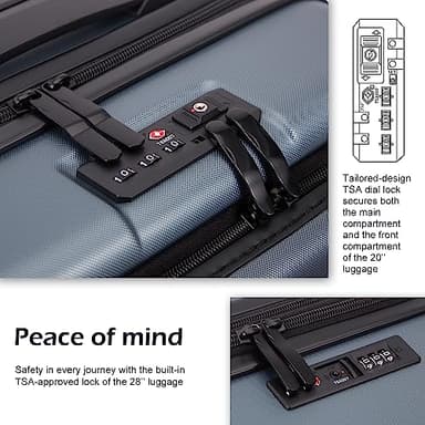 Coolife Carry-On Luggage, 20-inch Lightweight Hardshell, Airline-Certified ABS+PC, Pocket Compartment (White, 20-inch Carry-On) - Image 4