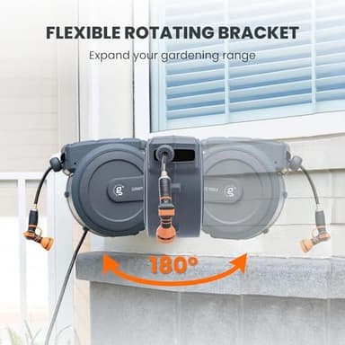 Giraffe Tools AW30 Garden Hose Reel Retractable 1/2" x 100 ft Wall Mounted Water Hose Reel Automatic Rewind, Any Length Lock, 100 ft, Dark Grey - Image 4
