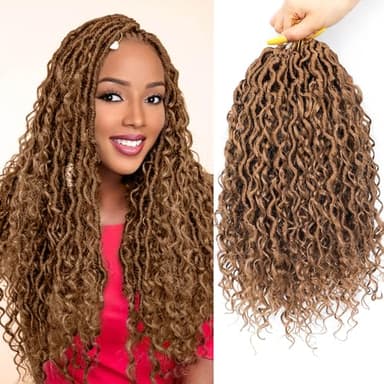 Col Bling Goddess Locs Crochet Hair 14 Inch, 8 Packs Faux Locs Crochet Hair Pre Looped for Women, Boho Crochet Locs with Curly Ends (14 Inch 27#) - Image 1