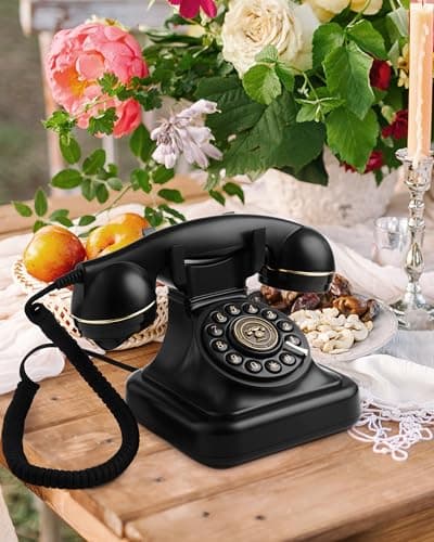 FONYICK Audio Guest Book Wedding Phone, Retro Phone Guestbook for Record Voice Messages, Personalized Wedding Guest Book Telephone for Bridal Shower, Birthday, and Daily Diary, Black - Image 1