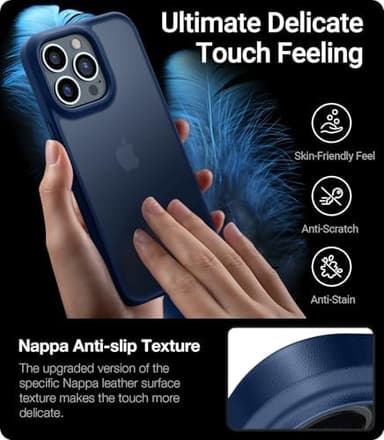 TORRAS Shockproof for iPhone 16 Pro Max Case, 4X Military Grade Drop Proof, Translucent Slim Protective Anti-Scratch Hard PC Back Phone Case for iPhone 16 Pro Max 6.9'', Matte Navy Blue Cover - Image 8