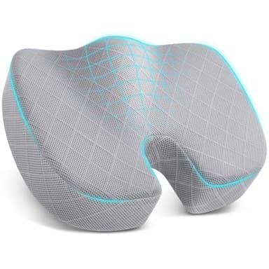 TushGuard Office/Car Seat Cushion, Non-Slip Sciatica & Back Coccyx Tailbone Pain Relief Chair Pad, Memory Foam Butt Pillow for Computer Desk, Wheelchair, Driving (Light Grey) - Image 1