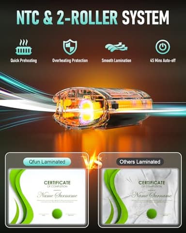 Qfun Laminator Machine 11x17 Cold Thermal Laminator,13 inch Laminating Machine 60s Warm-up with 30 Laminate Sheets,9 in 1 Desktop A3 Lamination Machine with Paper Trimmer for Teacher Home Office - Image 4